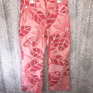Lilly Pulitzer White Label Pink Leaf Capri Pants